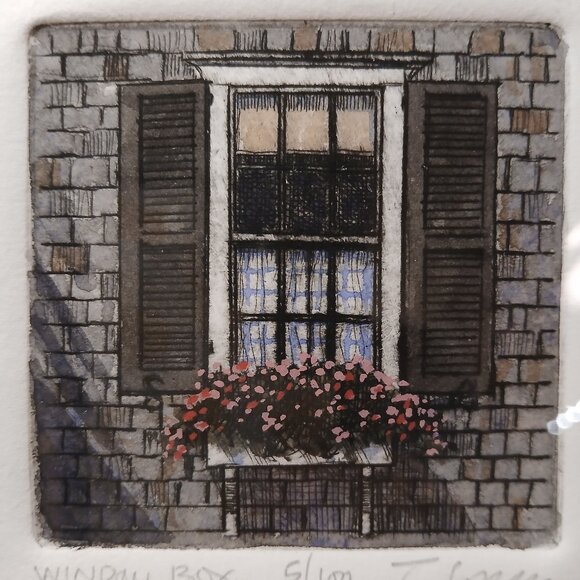 "Window Box" Hand Colored Engraving by T.J. Struna (Limited Edition #5/100) - Picture 3 of 6